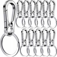 Brelok, breloczek, kółko pierścień do kluczy płaski z karabińczykiem 12 szt