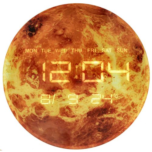 Zegar ścienny planeta mars z wyświetlaczem LED 32 cm pomarańczowy na Arena.pl