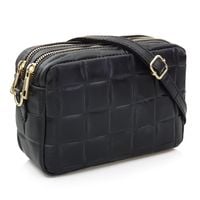 VERA PELLE torebka skórzana listonoszka pleciona z paskiem V470 czarna