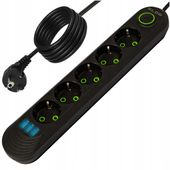 PRZEDŁUŻACZ LISTWA ZASILAJĄCA WŁĄCZNIK 3x USB 5 GNIAZD 5m UZIEMIENIE