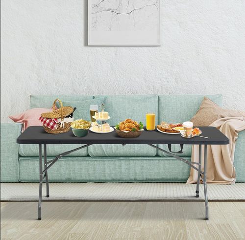 Zestaw składanych mebli Cateringowych ogrodowych czarny Stół + 6 krzeseł na Arena.pl