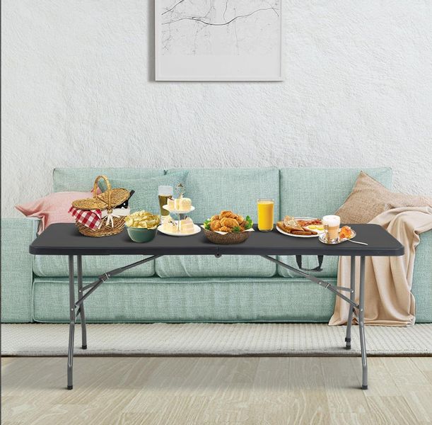 Zestaw składanych mebli Cateringowych ogrodowych czarny Stół + 6 krzeseł zdjęcie 3