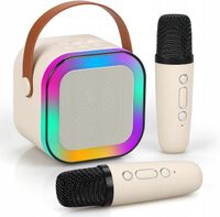 ZESTAW DO KARAOKE 2SZT MIKROFON + GŁOŚNIK BEZPRZEWODOWY RÓŻOWY BLUETOOTH