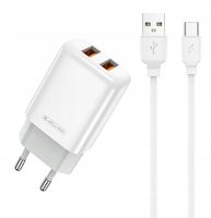 JELLICO| SZYBKA ŁADOWARKA 2x USB 2.4A + KABEL USB/TYPE-C 1-METR