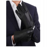 RĘKAWICZKI MĘSKIE SKÓRZANE SKÓRA CIELĘCA NA MISIU CZARNE ELEGANCKIE