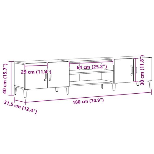 Szafka RTV Czarny dąb 180 x 31.5 x 40 cm na Arena.pl