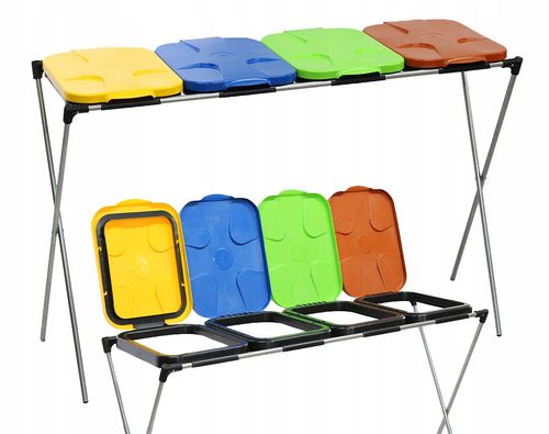 stojak do segregacji odpadów (4-stanowiskowy) niebieski, zielony, brązowy na Arena.pl