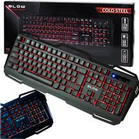 KLAWIATURA GAMINGOWA PODŚWIETLANA LED DLA GRACZY STALOWA USB CICHA CZARNA