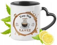 Dla Mai Kubek Czarny Z Uszkiem W Kształcie Serca Na Prezent Z Nadrukiem