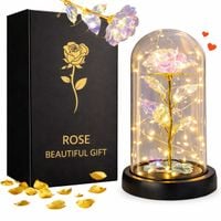 WIECZNA RÓŻA W SZKLE KOPULE ŚWIECĄCA LED PREZENT