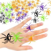 Sztuczne pająki pierścionki na Halloween dekoracja mix kolorów 120 sztuk
