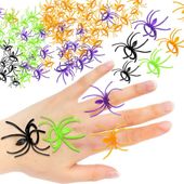 Sztuczne pająki pierścionki na Halloween dekoracja mix kolorów 120 sztuk