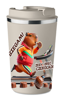 KUBEK TERMICZNY Premium beżowy prezent ŚMIESZNY Kapibara biegam KT_534_b