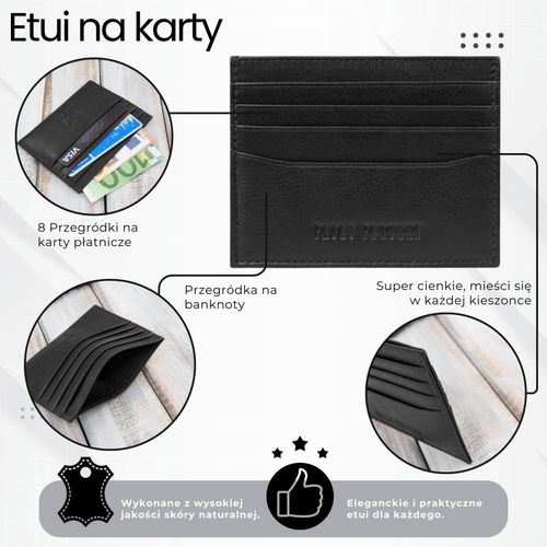 etui na karty kredytowe skórzane praktyczne etui rfid czarne z wycięciem na Arena.pl