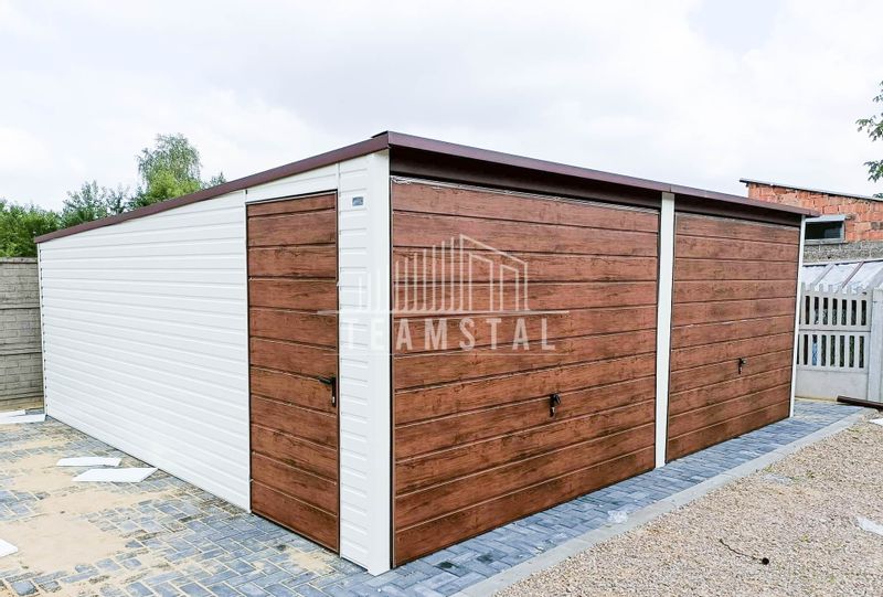 GARAŻ BLASZANY 6m x 6m poziom spad tył 2x Brama drzwi TS252 zdjęcie 3