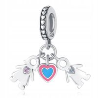 Zawieszka SREBRO 925 Charms Koralik Brat i Siostra Rodzina