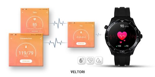 Smartwatch Veltori VT150-1 Czarny Pasek Silikonowy + Czarna Bransoleta na Arena.pl