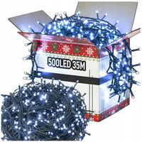 LAMPKI CHOINKOWE BIAŁY Z EFEKTEM ZIMNYM 500 LED 35M ZEW. DOMOWE 8 funkcji