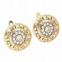 Kolczyki okrągłe grecki wzór z cyrkoniami pozłacane 18K 17 mm
