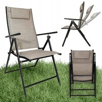 MOCNE METALOWE KRZESŁO OGRODOWE REGULOWANE TARAS BALKON BORNEO PRO BEŻOWE