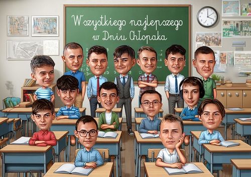 Karykatura A3 ze zdjęcia prezent rocznica urodziny 18natka ramka GRATIS na Arena.pl