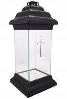 Duży znicz szklany kapliczka lampion z krzyżem