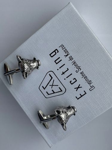 Srebrne spinki do mankietów EXC Dzik Dziki Głowa Dzika dla Myśliwego w Etui na Arena.pl