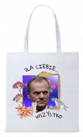 Donald Tusk Platforma Torba Eco Biała Shopper Z Nadrukiem Ze Zdjęciem