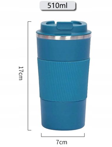 Kubek termiczny na kawę 510ML butelka termos napój  C61_Niebieski na Arena.pl