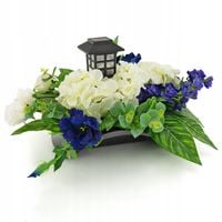 WIĄZANKA na GRÓB SZTUCZNE KWIATY + LAMPA SOLARNA