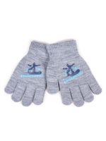 Rękawiczki chłopięce pięciopalczaste szare SNOWBOARD 14 YOCLUB