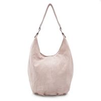 VERA PELLE torebka skórzana zamszowa worek na ramię V058 j.różowa