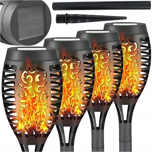 LAMPA SOLARNA POCHODNIA LAMPKI SOLARNE DO OGRODU OGRODOWE LED 4 SZTUKI na Arena.pl