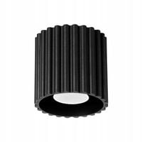 Spot sufitowy ryflowany okrągły czarny 10 cm 1xGU10 10W AURA Sollux