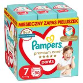 Pampers Premium Care Rozmiar 7, 17kg+ 80 szt. Pieluchomajtki