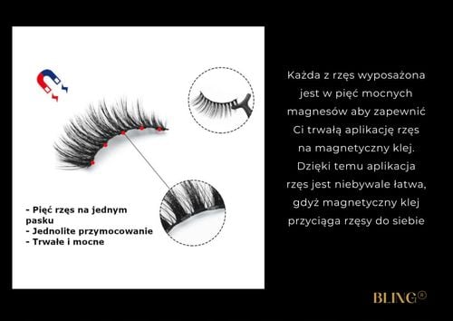 RZĘSY MAGNETYCZNE 3X DŁUGIE + PĘSETA + EYELINER A+ na Arena.pl