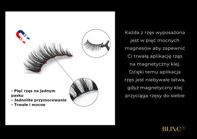 RZĘSY MAGNETYCZNE 3X DŁUGIE + PĘSETA + EYELINER A+ zdjęcie 7