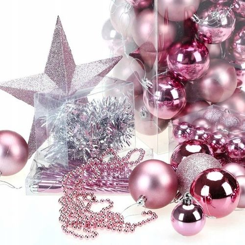 BOMBKI CHOINKOWE 6/4/3cm 77SZT ZESTAW ROŻOWY na Arena.pl