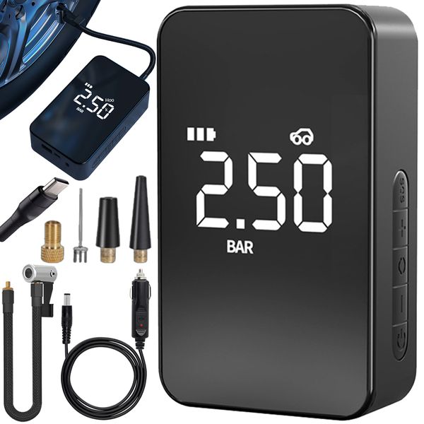 BEZPRZEWODOWA POMPKA ELEKTRYCZNA KOMPRESOR SAMOCHODOWY ROWEROWY 6000 zdjęcie 1