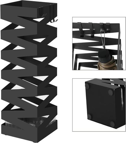 Stojak na parasole METALOWY z ociekaczem abażur czarny +4 HACZYKI na Arena.pl