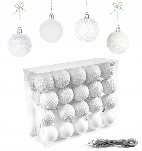 BOMBKI nietłukące CHOINKOWE wzory ZESTAW BOMBEK 6 cm 40 szt zdjęcie 12