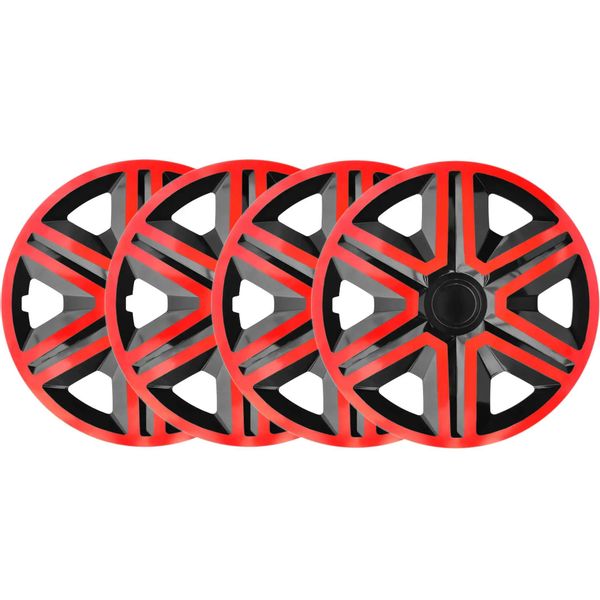 4x Kołpaki 15 ACTION CZARNO CZERWONE TUNING zdjęcie 2