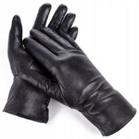 Rękawiczki Damskie Skórzane Czarne Ocieplane MIŚ CZARNE ELEGANCKIE rozm. XS