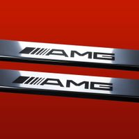 Listwa progowa MERCEDES C W203 AMG Stal nierdzewna 304 połysk z czarnymi li