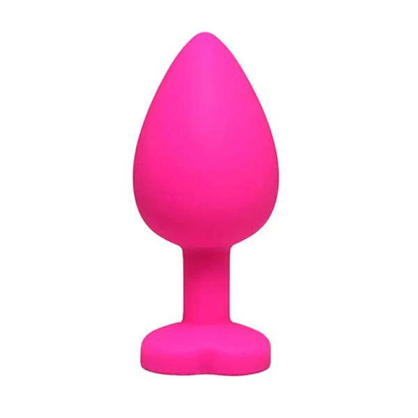 Pink Small Heart-Shaped Butt Plug With White Crystal zdjęcie 2