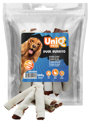 UNIQ PETS Przysmak dla psa z kaczki 500g Przekąska dla psa burrito z kaczką na Arena.pl