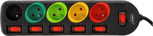 Przedłużacz Listwa Zasilająca Sieciowa 5 Gniazd 230V 3M kolorowy on/of na Arena.pl