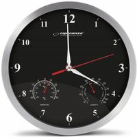 ZEGAR ŚCIENNY CZARNY WILHOTNOŚCIOMIERZ TERMOMETR 3W1 ESPERANZA EHC008K