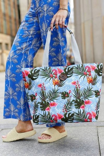 Torba Plażowa Duża Zapinana Na Zamek Torebka Shopper z Podszewką Piknik XXL zdjęcie 9