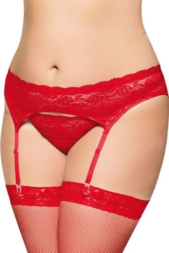 pas do pończoch koronkowy z stringami softline czerwony 3xl na Arena.pl